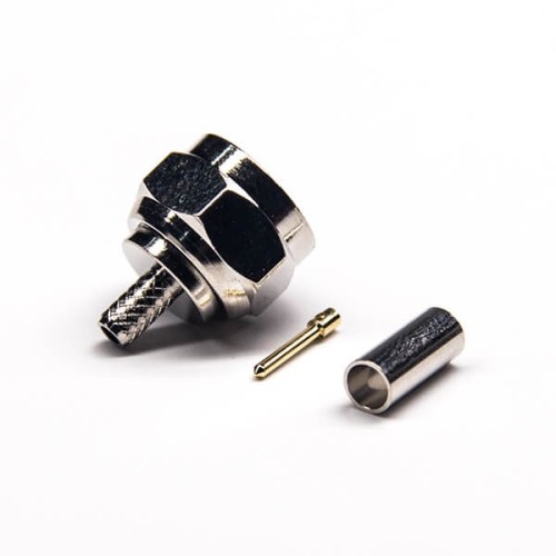 F Type 180 Degree Connectror Plug Male Pin Threaded Type Crimp Type for Cable F Type 180 Degree Connectror Plug Male Pin Threaded Type Crimp Type for Cable