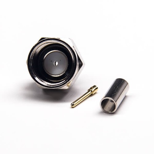 F Type 180 Degree Connectror Plug Male Pin Threaded Type Crimp Type for Cable F Type 180 Degree Connectror Plug Male Pin Threaded Type Crimp Type for Cable