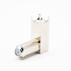F Type 90 Degree Connector Female PCB Mount Through Hole Threaded
