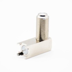 F Type 90 Degree Connector Female PCB Mount Through Hole Threaded
