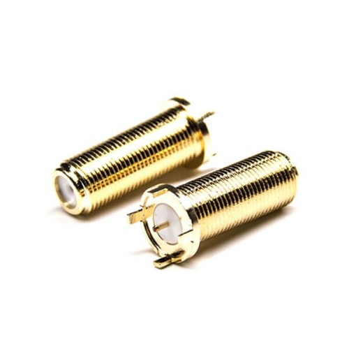 F Type Connector Gold Plating Female 180 Degree Through Hole for PCB Mount F Type Connector Gold Plating Female 180 Degree Through Hole for PCB Mount