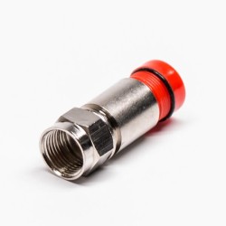 F Type RG6 Connector Red Male Straight Connector Compression Type