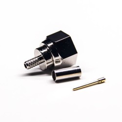 Male F Type Connector 180 Degree Crimp Type Nickel Plating