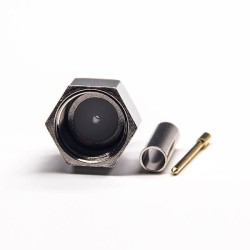 Male F Type Connector 180 Degree Crimp Type Nickel Plating