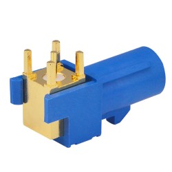 Blue Fakra C SMB Plug Male PCB Mount Right Angle Connector for GPS RF Communications Systems
