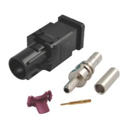 Car Radio Stereo Fakra A Male Black Crimp Connector for RG316 RG174 Cable