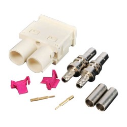 Fakra B Dual Male White Car FM AM Radio Antenna Connector for RG316 RG174 Cable