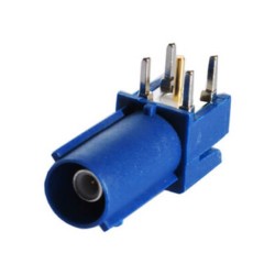 Fakra C Connector Male Blue Through Hole PCB Right Angle for Car GPS Antenna