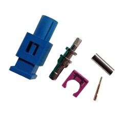 Fakra C Male Blue Crimp Solder Connector for Car Antenna RG58 Cable