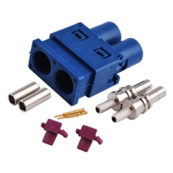 Fakra Cable C Dual Male Blue Solder Car GPS Antenna Connector for RG316 RG174 Cable