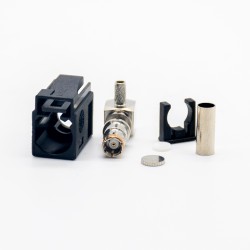 Fakra Connector Female Fakra A Right Angle Black Crimp Solder Connector for RG174 RG316 Cable