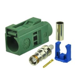 Fakra E Connector Car TV Female Green Crimp Solder Connector for RG316 RG174 Cable