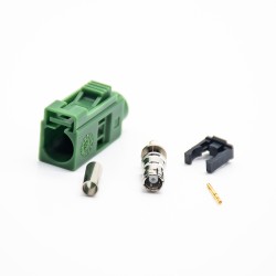 Fakra E Connector Car TV Female Green Crimp Solder Connector for RG316 RG174 Cable