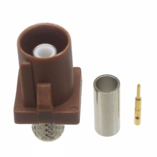 FAKRA F Code Straight Male Plug Car Vehicle Connector Crimp Type for Cable RG58/RG142