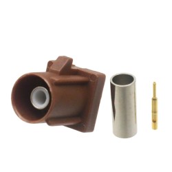 FAKRA F Code Straight Male Plug Car Vehicle Connector Crimp Type for Cable RG58/RG142