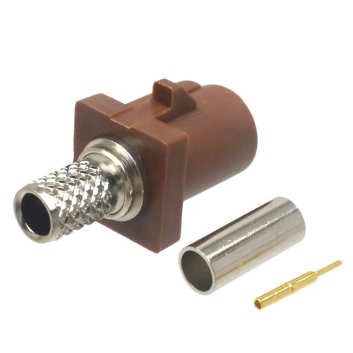 FAKRA F Code Straight Male Plug Car Vehicle Connector Crimp Type for Cable RG58/RG142