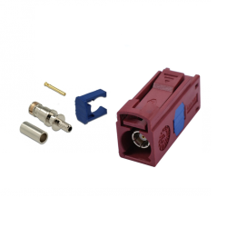 Fakra Female Connector L Code (long) Crimp Solder For RG174 Cable