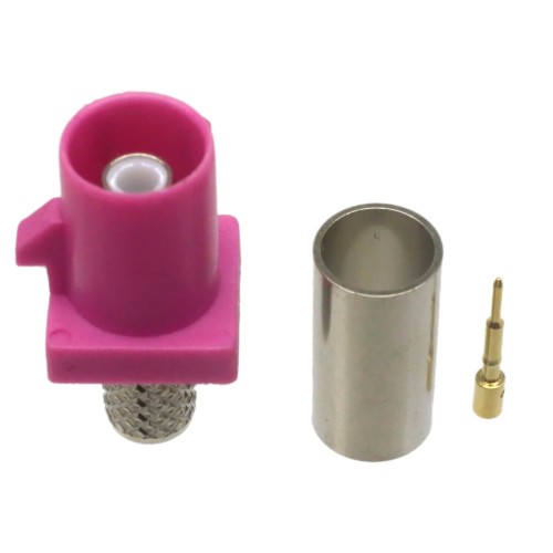 FAKRA H Pink Straight Male Plug Car Vehicle Connector Crimp Type for Cable RG58/RG142