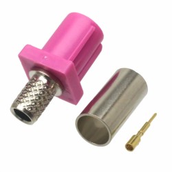 FAKRA H Pink Straight Male Plug Car Vehicle Connector Crimp Type for Cable RG58/RG142