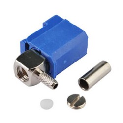 Fakra Plastic Connector Fakra C Female Right Angle Blue Crimp Solder Connector for RG174 RG316 Cable
