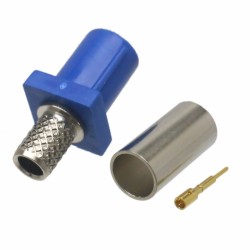 FAKRA SMB C Blue Straight Male Plug Car Vehicle Connector Crimp Type for Cable RG58/RG142