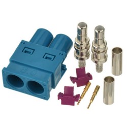 Fakra Z Dual Male Water Blue Solder Car Antenna Connector for RG316 RG174 Cable