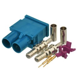 Fakra Z Dual Male Water Blue Solder Car Antenna Connector for RG316 RG174 Cable