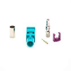 Fakra Z Male Water Blue Crimp Solder Connector for Car Antenna RG58 Cable