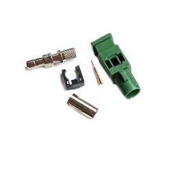 Green Fakra E Male Plug Straight Crimp Soldering Wire Connector for RG142 RG223 Cable
