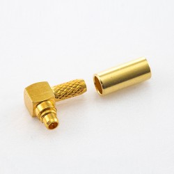 MMCX Connector Male Right Angle Cable Type Crimp for RG316/RG174 Cable 50 Ω