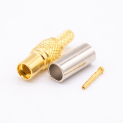 MMCX Coaxial Connector Male Straight Gold Plated Crimp Type