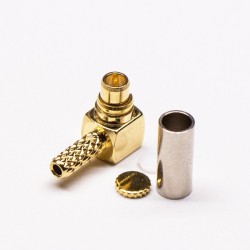 MMCX Connector Right Angle Plug Gold Plated Crimp Type