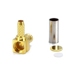 R/A MCX Male 90 Degree RF Connector Crimp Type for Cable RG316 RG714