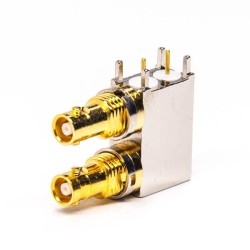 Mini Dual BNC Connector Jack Through Hole for PCB Mount