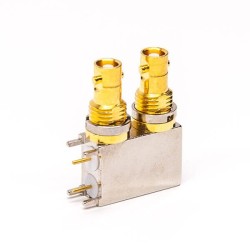 Mini Dual BNC Connector Jack Through Hole for PCB Mount