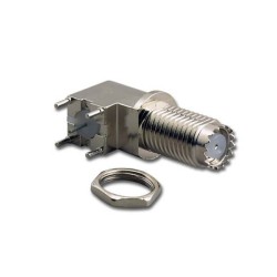 Mini UHF Bulkhead Connector Angled Jack for Panel Mount