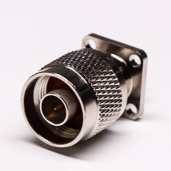 20pcs N Type Plug Coaxial Connector Straight 4 Hole Flange Extended PTFE