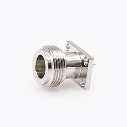 Coax Connector Type N Welding Plate 4 Hole Flange Straight Female Solder for PCB Mount