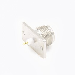 Coax N Type Connector 2 Hole Flange Straight Female Solder for PCB Mount