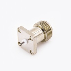 Connector Female N Type Welding Plate 4 Hole Flange Straight Solder for PCB Mount