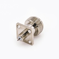Connector N-style Jack Welding Plate 4 Hole Flange Straight Solder for PCB Mount