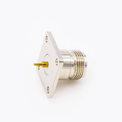 Connector N Type Female Welding Plate 4 Hole Flange Straight Solder for PCB Mount