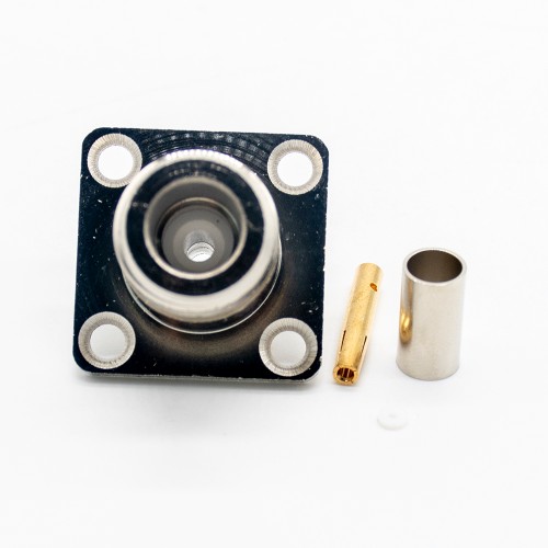 Connector Type N RG58 Female Straight 4 Hole Flange Crimp for SYV50-3 RG142 Connector Type N RG58 Female Straight 4 Hole Flange Crimp for SYV50-3 RG142