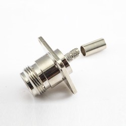 Connector Type N RG58 Female Straight 4 Hole Flange Crimp for SYV50-3 RG142