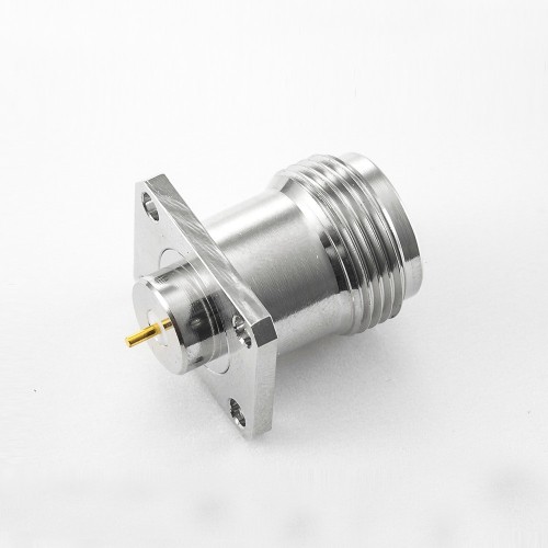 Female N Straight Welding Plate 4 Hole Flange Solder for PCB Mount