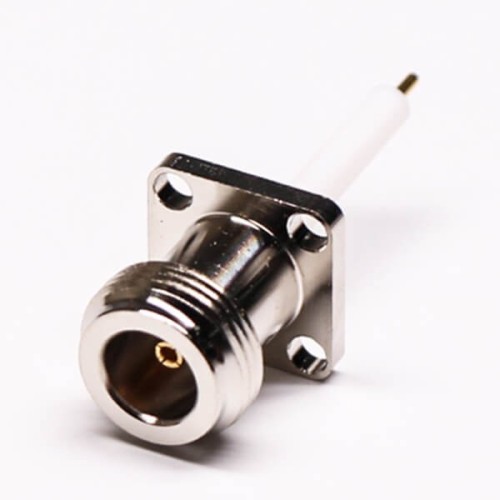 Female N Type Coaxial Straight 4 Hole Flange Mount Extended PTFE Type