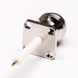 Female N Type Coaxial Straight 4 Hole Flange Mount Extended PTFE Type