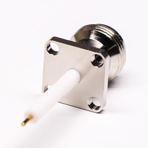 Female N Type Coaxial Straight 4 Hole Flange Mount Extended PTFE Type