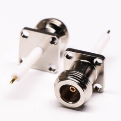 Female N Type Coaxial Straight 4 Hole Flange Mount Extended PTFE Type