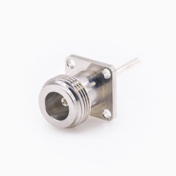 Female Type N Connector Welding Plate 4 Hole Flange Straight Solder for PCB Mount